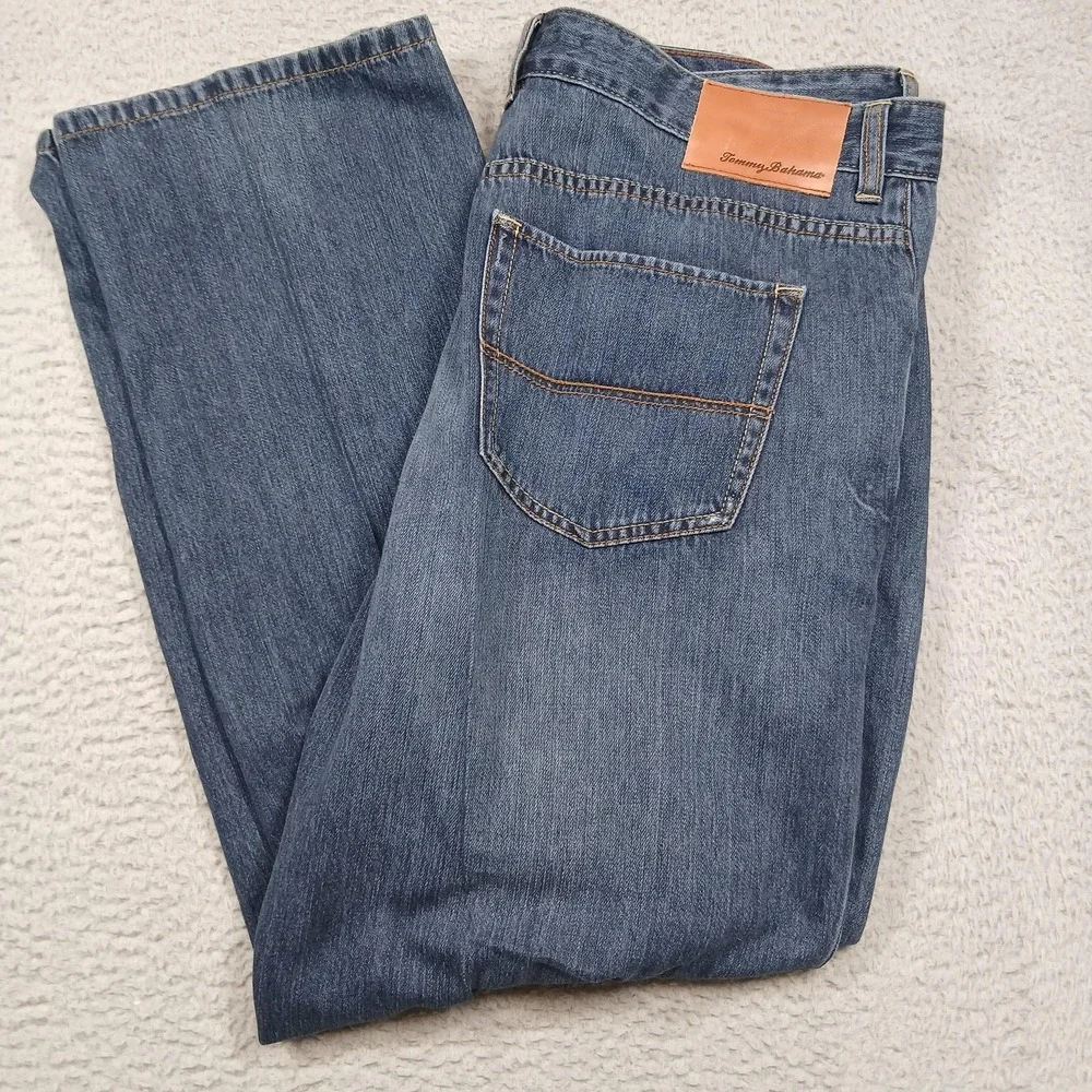 Tommy Bahama Jeans Mens 40x31 Blue Classic Fit Denim‎ Lyocell Blend Straight